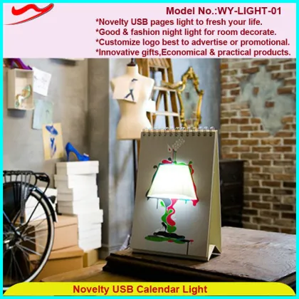 Modern innovative led electric usb lamps page a day calendar