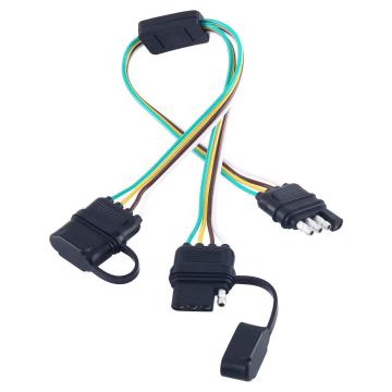 SAE 4-Core Plug Power Cord - American Trailer Signal Light Connection Cable with 4.5 Bullet Truck Split