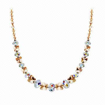Beaded Necklace, Made of Swarovski Crystal Stone and 925 Sterling Silver