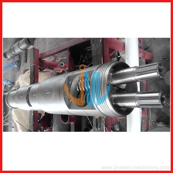 Twin conical screw barrel design for extruder pipe machine