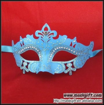 Top Design Wholesale Diamond Masquerade Mask Light Blue Plastic Party Masks