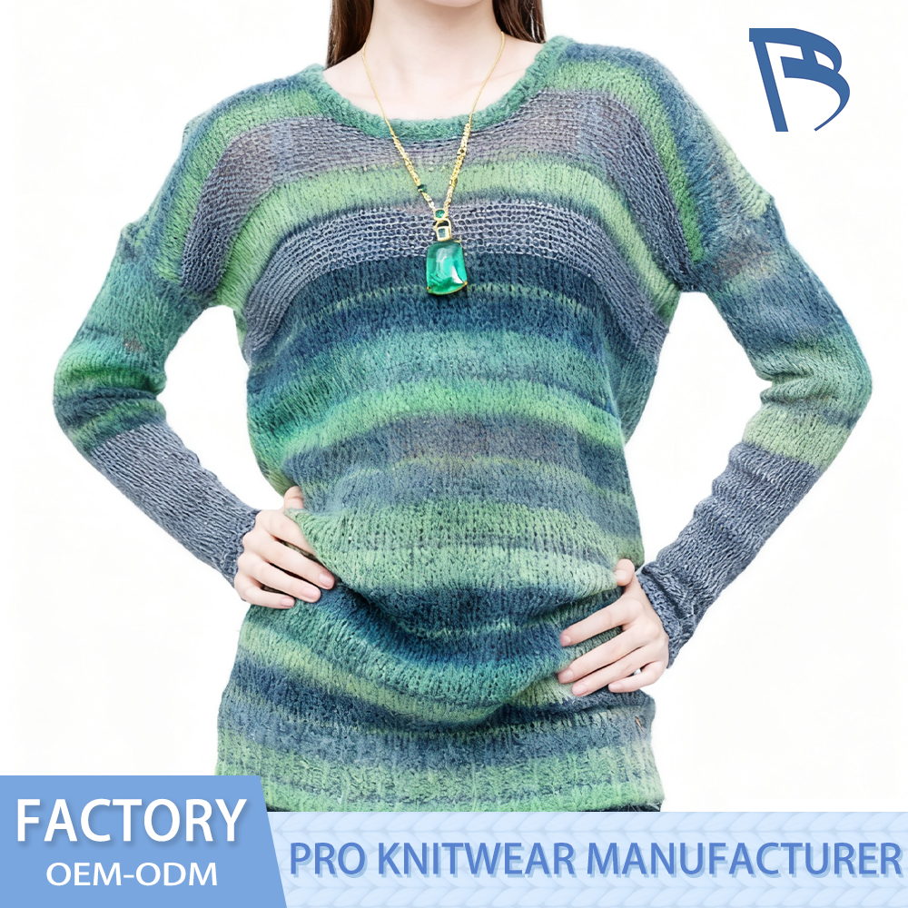 Pullover wanita diperbuat daripada mohair akrilik