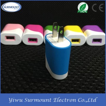High Quality Hot Sale Colorful Usb Mobile Wall Travel Charger Wall Socket Usb Charger