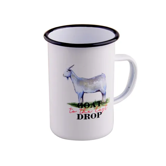 Custom Logo Made White Enamel Sublimation 8cm High Mug Cup