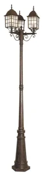Waterproof Traditional Outdoor Lighting Cage Bracket Garden Pole Light Brown Durable Lights