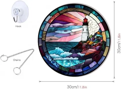 Stained Glass Lighthouse Acrylic Suncatcher