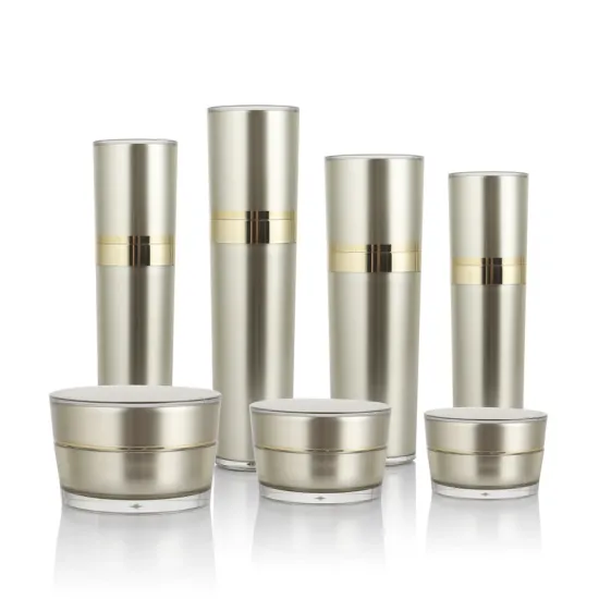 Gold Color Cosmetic Packaging: Plastic Cone Shaped Lotion Bottles and Jars
