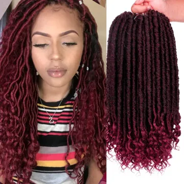 Vigorous Faux Locs Straight Goddess Locs Crochet Hair with Curly Ends Synthetic Prelooped Crochet Twist Hair Extension