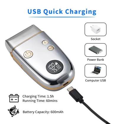 Premium Rechargeable Electric Shaver for Men - Cordless Beard Trimmer and Face Razor