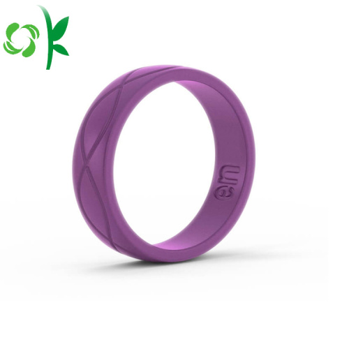 Tùy chỉnh Debossed Logo Silicone Wedding Ring cao cấp ban nhạc