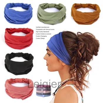 Custom Logo Wide Headbands for Women - Non Slip Soft Elastic Hair Bands for Yoga, Running, Sports, and Gym