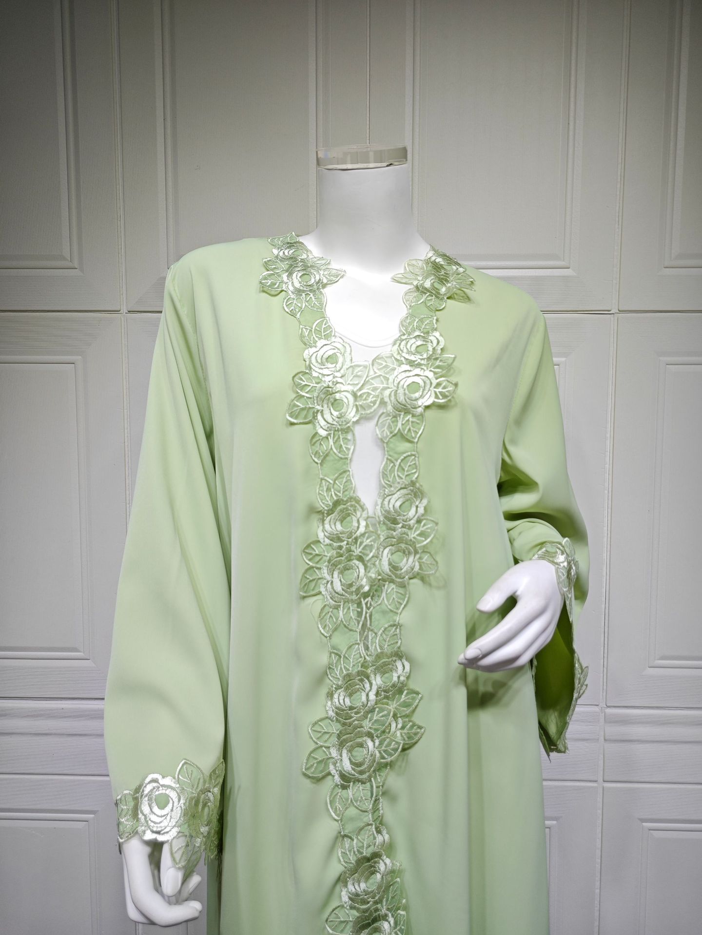 Open front elegant lace abaya for women