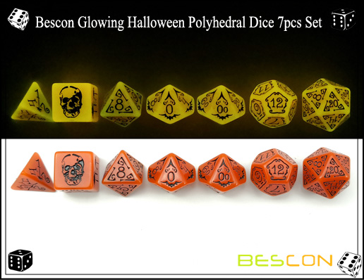 Bescon Glowing Halloween Polyhedral Dice 7pcs Set-3