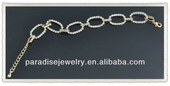 Trendy round cirle shape link chain rhinestone bracelet bangle-B22013