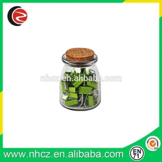 Green 19MM Binder Clips in Glass bottle