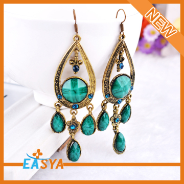 Fashion Antique Bronze Crystal Teardrop Earrings