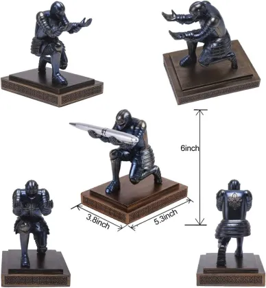 Handmade Polyresin Knight Figurine - Unique Resin Knight Pen Pencil Holder