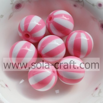 2014 20MM Attractive Fashion Pink Watermelon Striped Alibaba Loose Spacer Charm Resin Beads With Hole Drilled In Center CZ