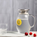 Hand make glass pitcher with lid and spout glass water carafe