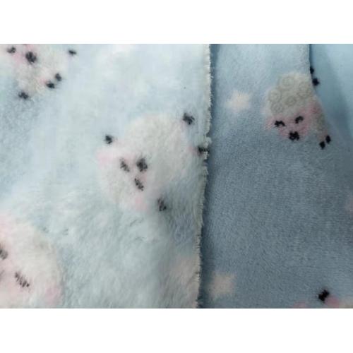 Double Side Coral Fleece with Animal Printing Fabric