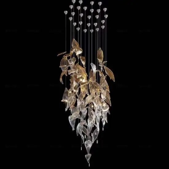 Glass Leaf Decoration Pendant Lamp for Hotels and Restaurants