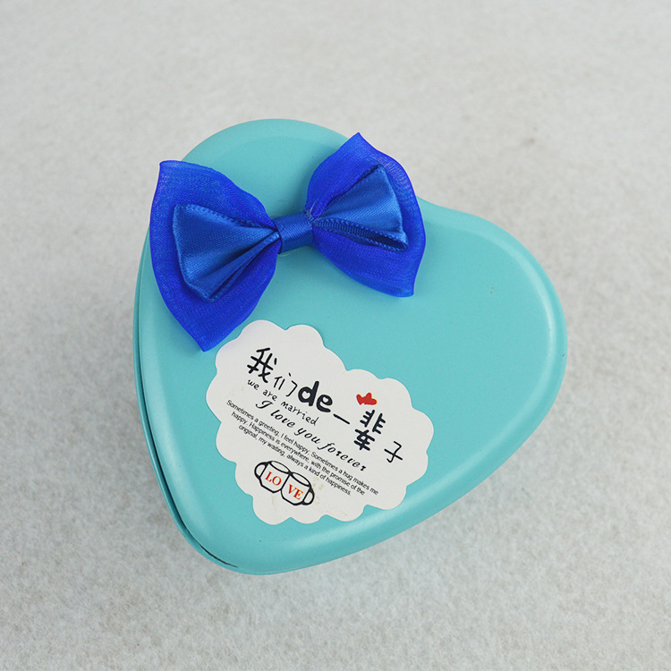 Wedding Gift Bowknot Heart Tin Box