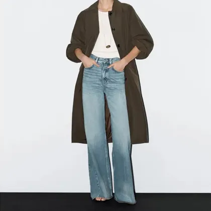 Women's casual versatile British outdoor style long windbreaker jacket