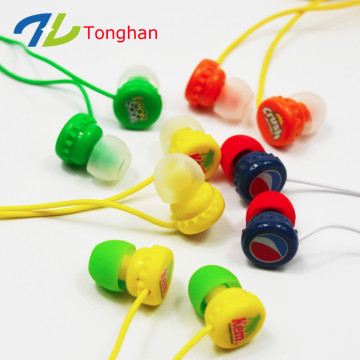 Colorful Customized Beer Cap OEM earphones as promotion gift