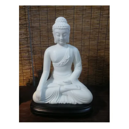 Best Quality White Marble Stone Buddha Guan Yu Sculpture