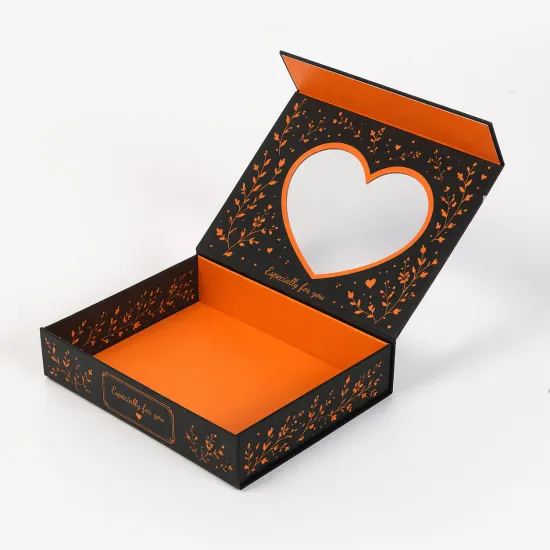 Custom Foldable Gift Box with Heart Window Design