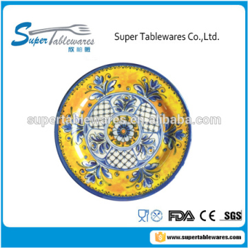 10" round shape melamine dinner plate with printing