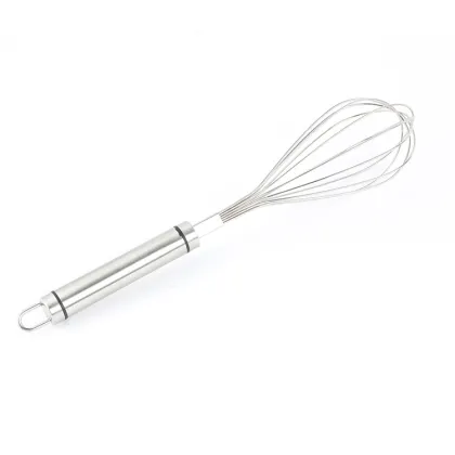 Kitchen Handheld Metal Stainless Steel Silver Egg Whisk