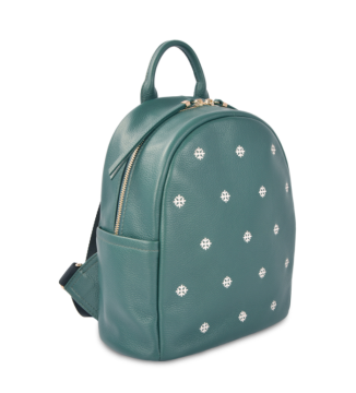 Leather backpack with metal zipper