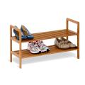 2-tier no folding bamboo bench shoe organizer shelves