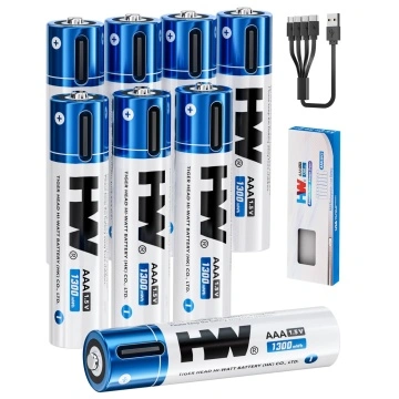 HERTZBORN 4 Pile AA Ricaricabili 1700mAh 1.5V – Litio Con USB-C, 1000 Cicli E Display LED Per Controller E Torce