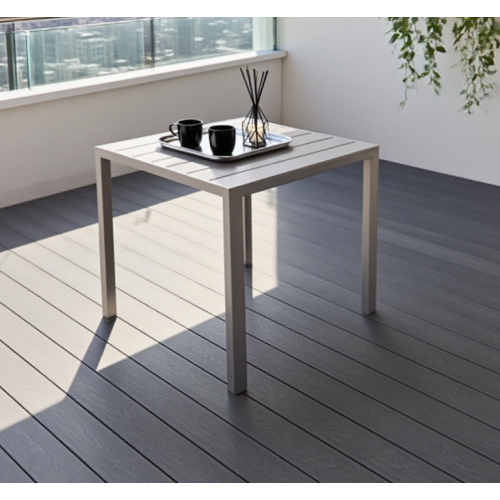 Transferred Print Aluminum Plastic Wood Square Outdoor Table