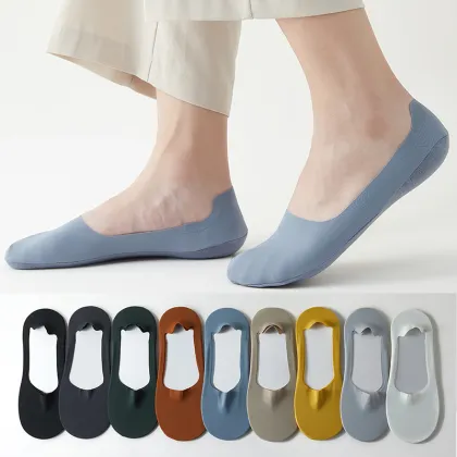 Men's Fashionable No Show Boat Socks: Ice Silk, Breathable, and Anti-Bacterial