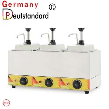 Three head sauce warmer with pump
