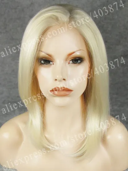 CWN1C1001/613 Bleach Blonde Short Straight Hair Synthetic Lace Front Wig
