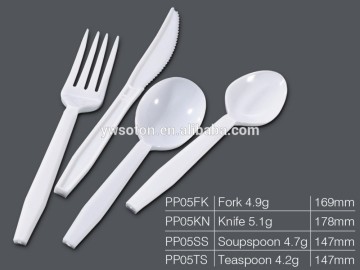 White Polypropylene Plastic Cutlery Sets Disposable Flatware PP Cutlery Bar
