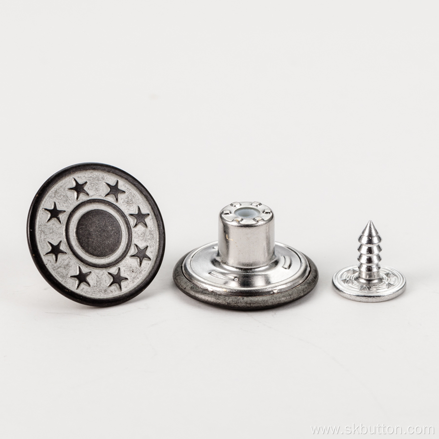 Custom star logo embossed alloy metal jeans buttons