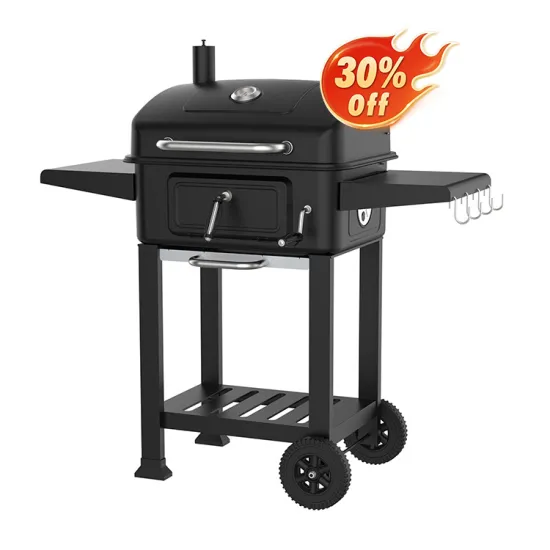 Heavy Duty Metal BBQ Grill: Adjustable Height Charcoal Smoker for Parties