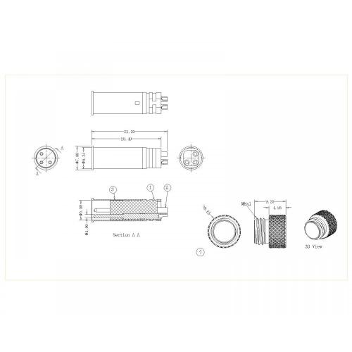 M8-XP-M-166-0 M8 2 ~ 4P Côté de fil masculin