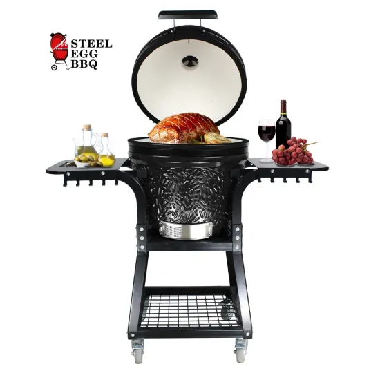 SEB KAMADO STEEL EGG BBQ Rotisserie Grill 22 Inch Hibachi Poel Pizza Keramik Outdoor Kitchen Bbq