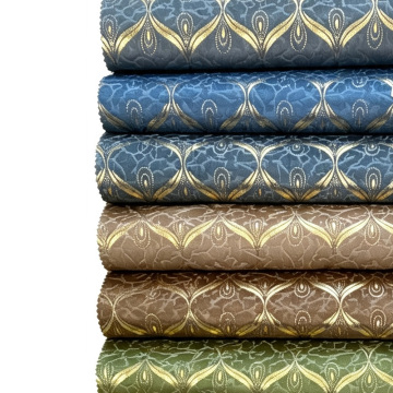 Peacock Gold Print Velvet Fabric