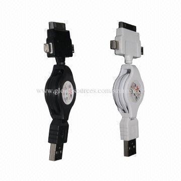 3-in-1 Retractable Cable for iPhone 4/5/5S/5C and Micro USB Port Smartphones
