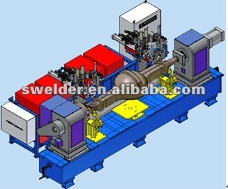 Special automatic welding machine for four torches circumferential seams of flange on axle housing