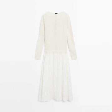 Women's long contrasting pleated dress
