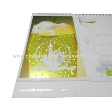 Offset-printed Calendar in Bronzing Printing, Customized Sizes and Shapes Area Accepted