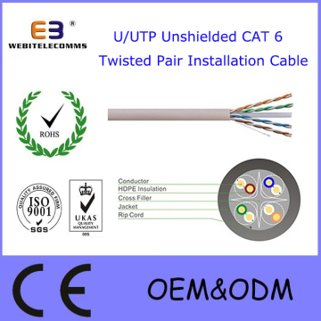 U/UTP Shielded Cat 6 Twisted Pair Installation Cable, CAT6 U/UTP Data Cable /LAN Cable /Network Cable